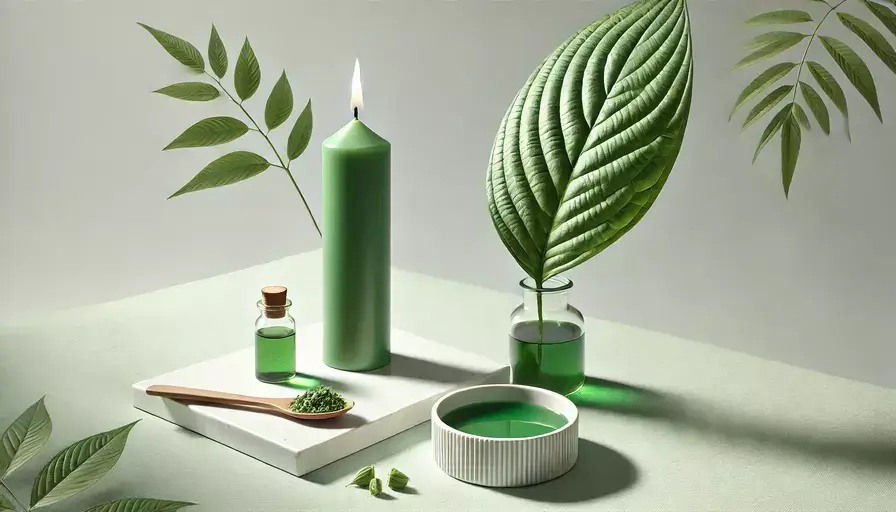 Kratombeing_used_to_dye_candles._The_scene_focuses_on_simplicity_showing_just_a_few_elements__a_single_green